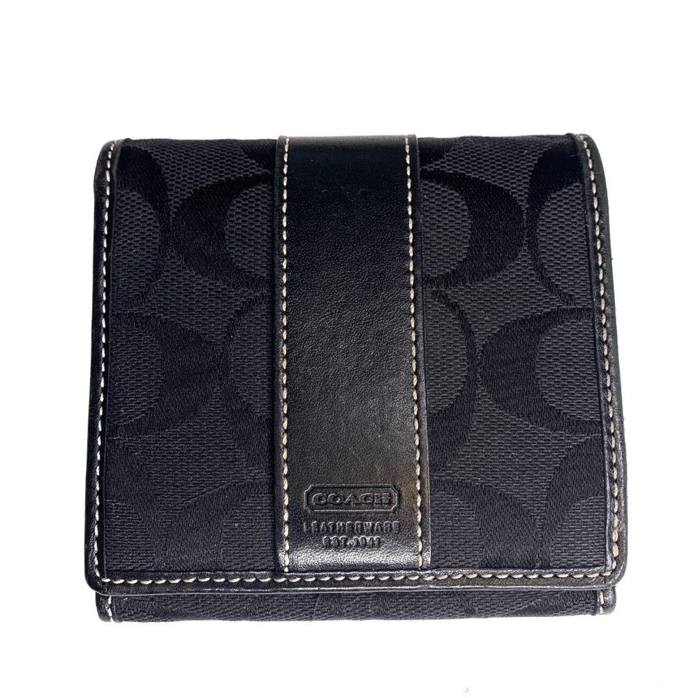 Coach Black Leather and Canvas CC Wallet
